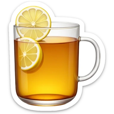 a glass of tea with a slice of lemon sticker