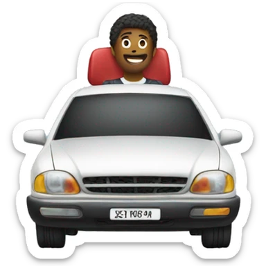 Car with person on chair above the car sticker