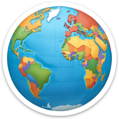 A world globe showing continents and oceans, focused on Americas sticker
