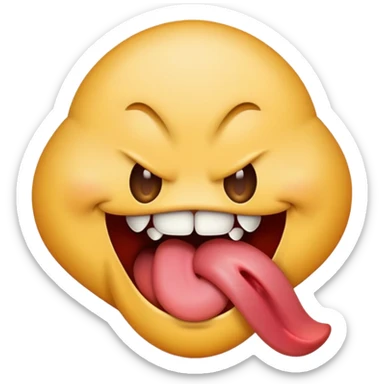 Freaky emoji with tongue out slobbering  sticker