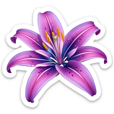 super realistic pink purple blue lily sticker