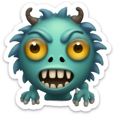 Kind monster with 2 legs, 1 arm, 2 eyes and 3 heads sticker
