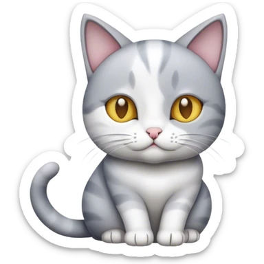Grey and white cat sticker