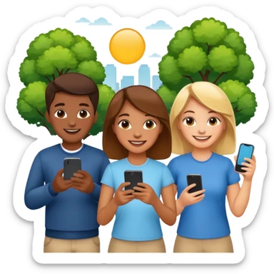 Crowd of People having phone in their hands sticker