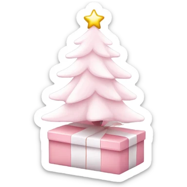 Light pink Christmas gifts under a white Christmas tree  sticker