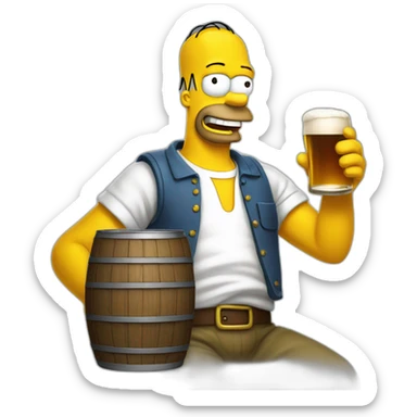Homer qui boit une bière sticker