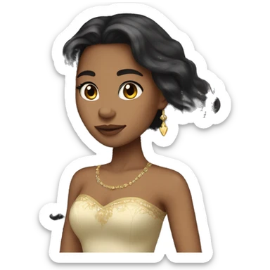 Princess long Dark hair light skin sticker