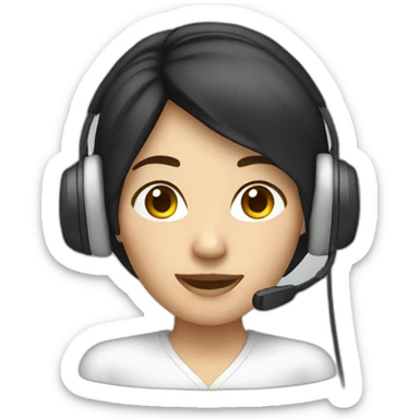 headset woman, dark hair sticker