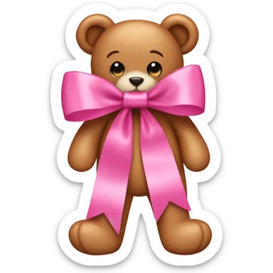 Pink bow with teddy bear  sticker