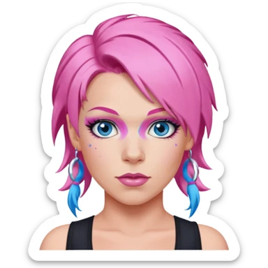 P!nk Singer with pink hair, blue eyes sticker