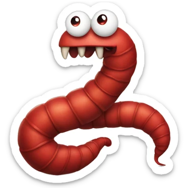 A very angry red worm sticker