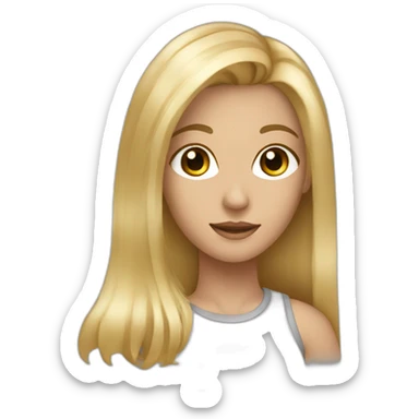 a blonde girl with highlights, long har, and a square head shape sticker