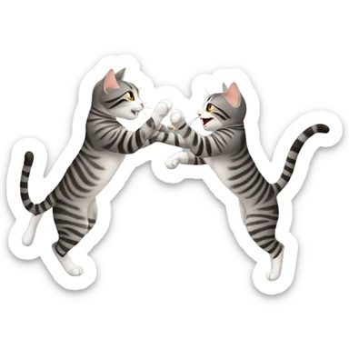 two gray tabby cats fighting sticker