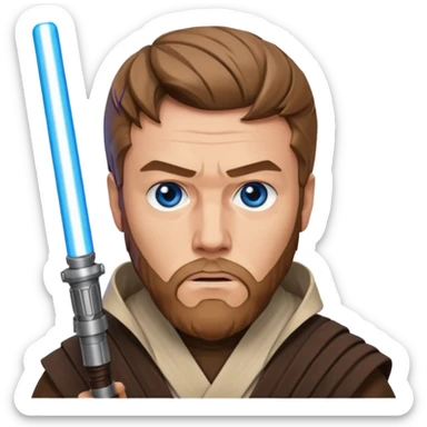 star wars master kenobi with one lightsaber sticker