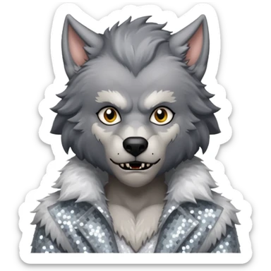 The Werewolf with white sequin outfit sticker