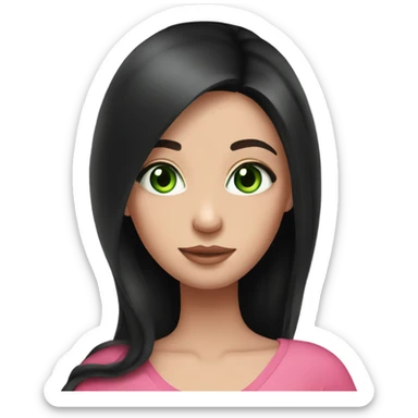 Beautiful Russian girl with green eyes and very long black hair pink clothes pregnant sticker