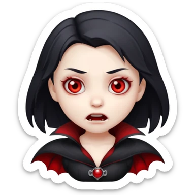 Cartoon Vampire chibi girl, red eyes, a scared expression on her face  sticker