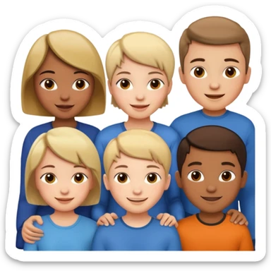 I want a 5 persons, 3 girls, one of them have a short hair, and 2 boys  sticker