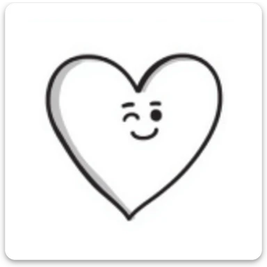 hand-drawn doodle of a heart with a smiling face sticker