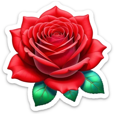 Vivid red color rose with acrylic opalescent pearlescent glass petals, isolated, render, 8k hd quailty  sticker