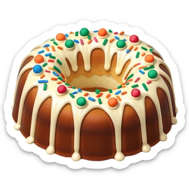 Zero frosting Bundt cake with colorful sprinkles inside of the cake sticker