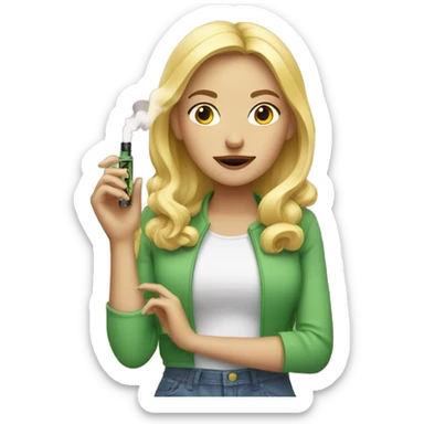 Blonde girl holding two vapes on in each hand  sticker