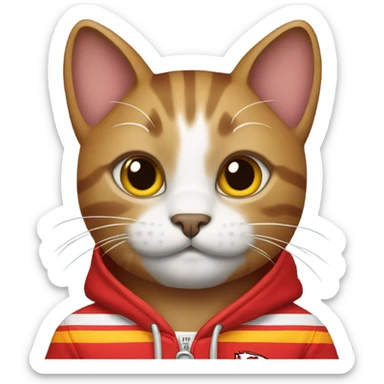Cat wearing a KC Chiefs hoodie sticker