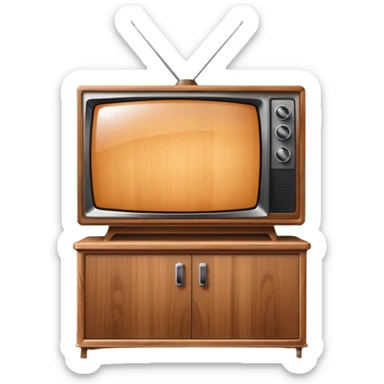 modern tv with news channel on it standing on a super luxurious wooden cupboard sticker