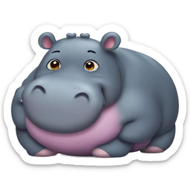 chubby hippo with a belly sticker