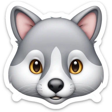 realistic animal portrait gray and white sticker