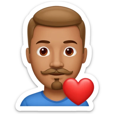 Take this emoji and take out the dog, add a heart, and substitute the man’s beard for a goatee and mustache sticker