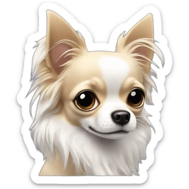 Long-haired Chihuahua with white hair and black patches ￼ sticker