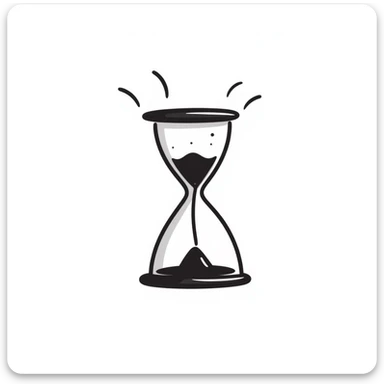 doodle of an hourglass being flipped, sketchy hand-drawn lines, fun and casual, minimal details sticker