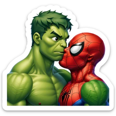 Spiderman kiss hulk sticker