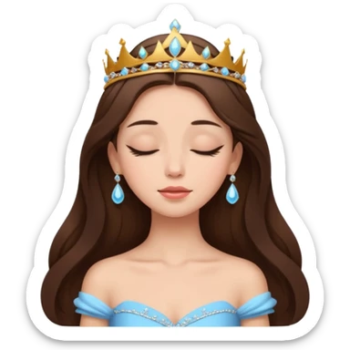 a brunette hair beautiful princess closing her eyes calmly sticker
