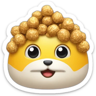 Choupi with a ferero rocher on his head  sticker