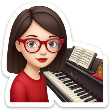 Brunette in red  glassespianista sticker