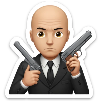 bald hitman with pistol sticker