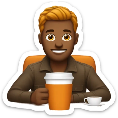 Man drinking a pumpkin spice latte working on a Mac  sticker