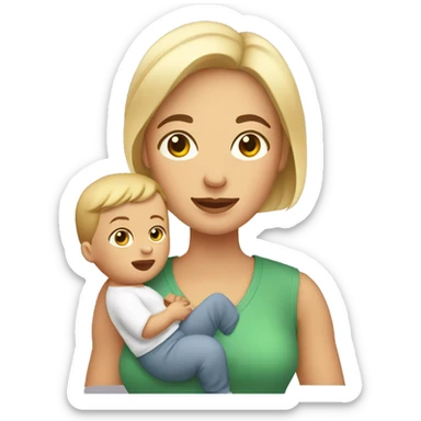 white mom holding little baby sticker