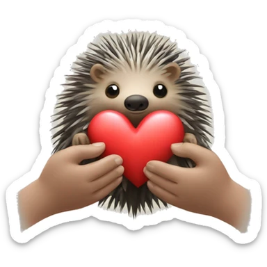 porcupine with a heart in hands sticker