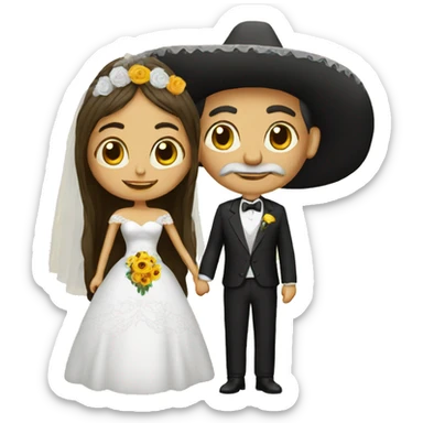 an old mexican grom and bride sticker