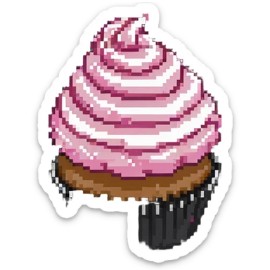 cupcake with swirled pink frosting sticker