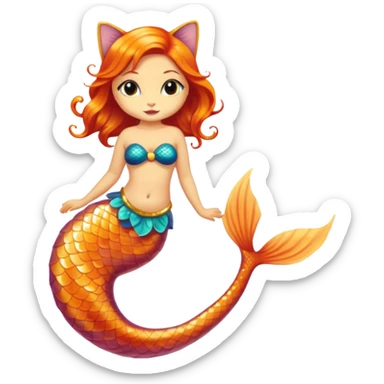 Cat mermaid sticker