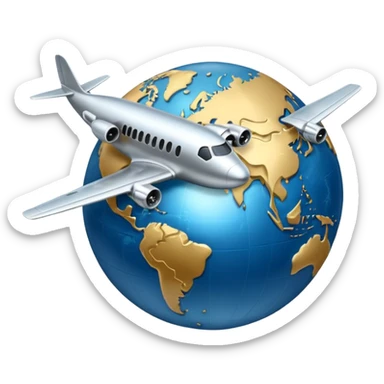 plane flying the globe sticker