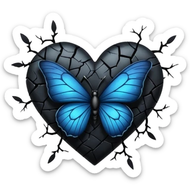 emo heart with night sky and dark butterflies sticker