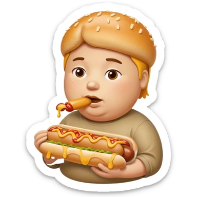 Fat person eating hotdog  sticker
