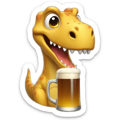 dinosaur with beer crying sticker