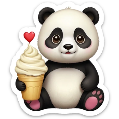 Panda avec une crème classe et des yeux en cœur  sticker