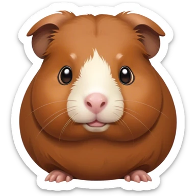 Cinematic Noble Brown Guinea Pig Portrait Emoji, Poised and regal, with a compact, chubby build and a soft, well-groomed rich brown coat, deep-set soulful dark eyes, Simplified yet sharp and sophisticated features, highly detailed, glowing with a warm, dignified glow, high shine, intelligent and charming, stylized with an air of gentle coziness, focused and attentive, soft glowing outline, capturing the essence of a watchful and confident little rodent, so majestic it feels as though it could scurry out of the screen with effortless authority! sticker